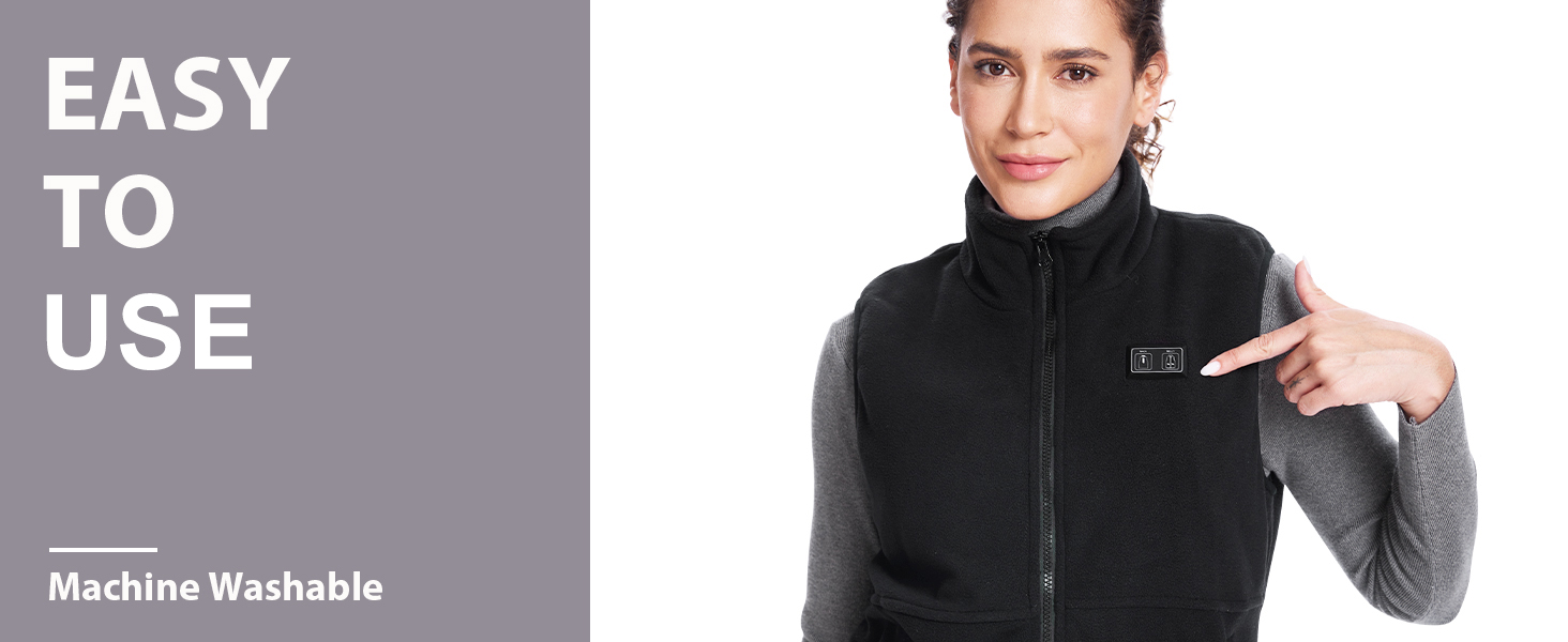 Loowoko Тепла жилетка для чоловіків та жінок з підігрівом, флісова, без акумуляторів, 3 температурні режими, 6 зон нагріву, пральна, для роботи на відкритому повітрі, мотоцикла, прогулянок, чорна, M