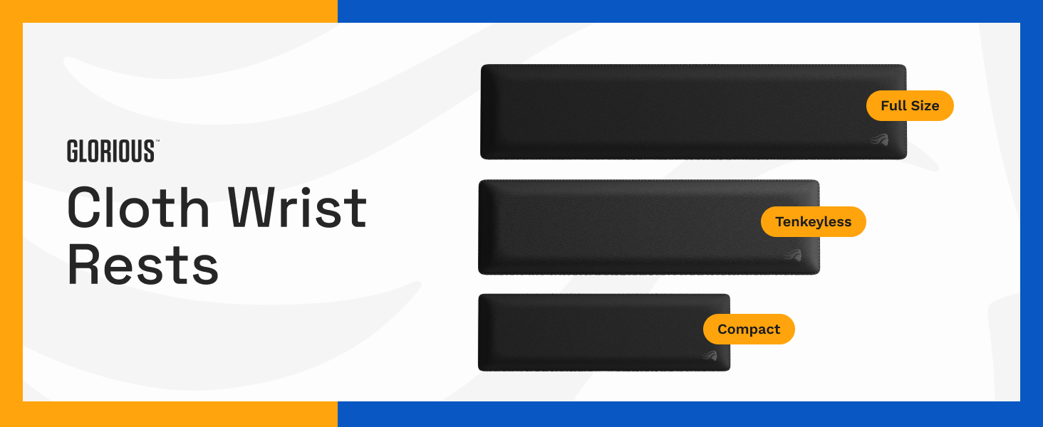 Підставка під зап'ястя для клавіатури Glorious Gaming Padded Keyboard Wrist Rest (Full Size, 17 мм) — м'яка тканинна основа, протиковзний гумовий низ, чорна, 440 x 100 x 17 мм