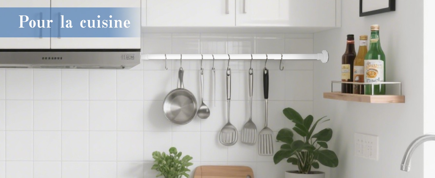 Регульована телескопічна штанга DEWEL для карнизів, душових кабін, без свердління, для штор, спальні, ванна кімната (діаметр 3см, 70-120см, білий)