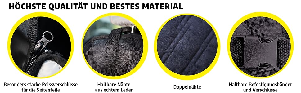 Накладка на сидіння автомобіля Meadowlark® для собак - Водонепроникна, XL (137x147 см), чорна. Захист від бруду, шерсті та подряпин. З 2 чохлами на підголівники.