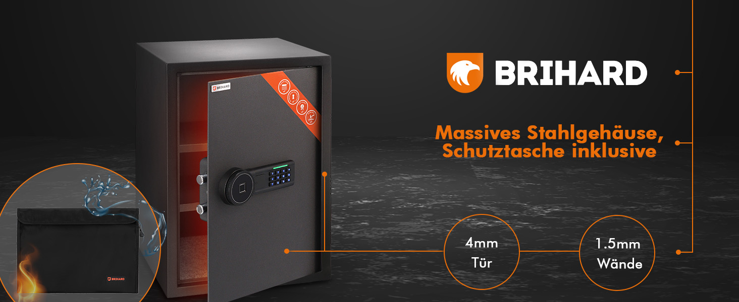 Сейф для дому Business XL Safe Tresor 60л Black Pearl з цифровим та відбитком пальця, вогнестійкий, для документів A4