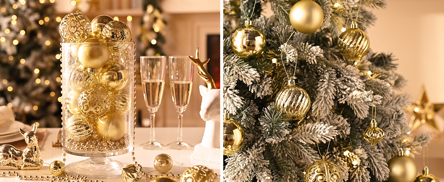 100 шт. новорічні кулі Valery Madelyn (золоті) з подарунковим набором – прикраси для ялинки