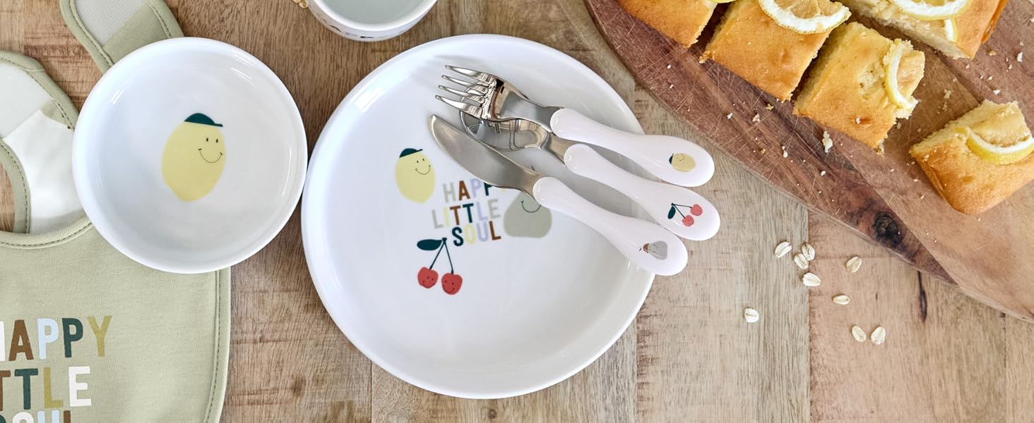 Набір дитячого посуду LÄSSIG 3 шт. (ложка, виделка, ніж) з нержавіючої сталі та пластикової ручки - Garden Explorer