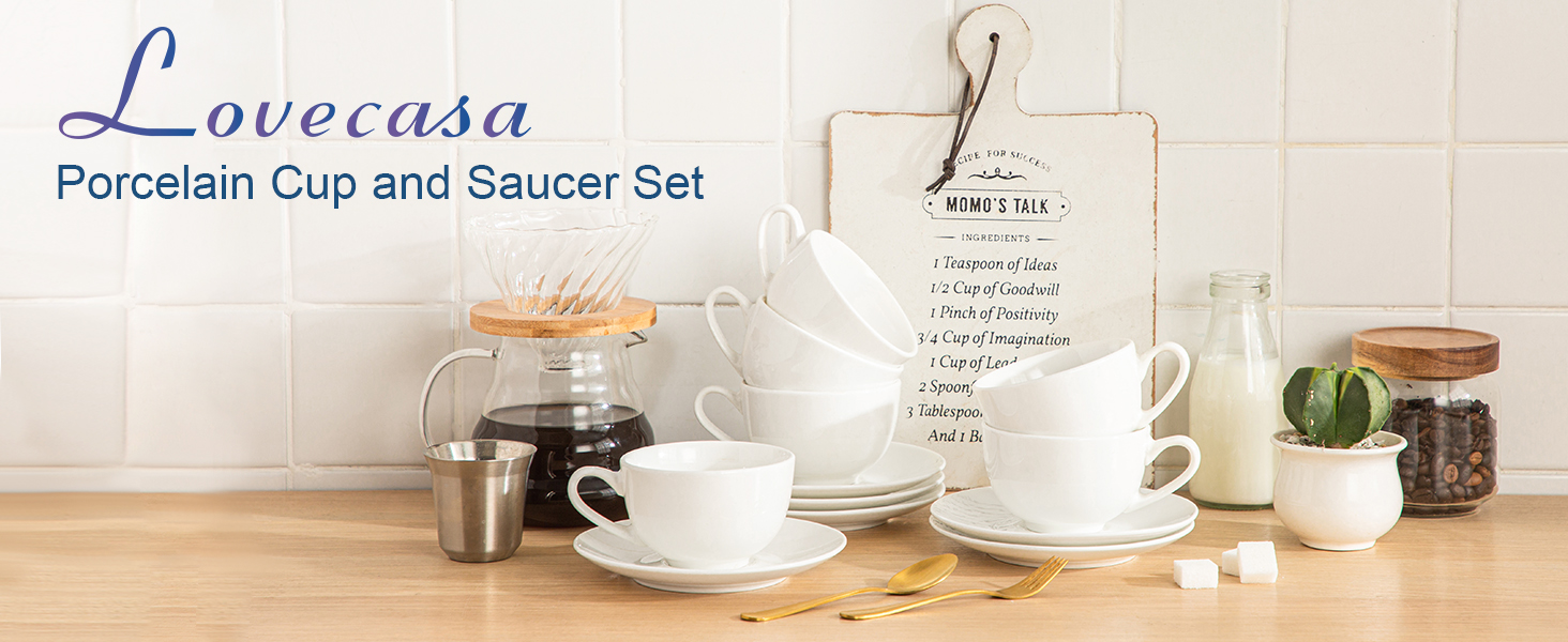 LOVECASA Кавовий сервіз з порцеляни, Sweet, 12-ти частинний, 230 мл, білий, для 6 осіб