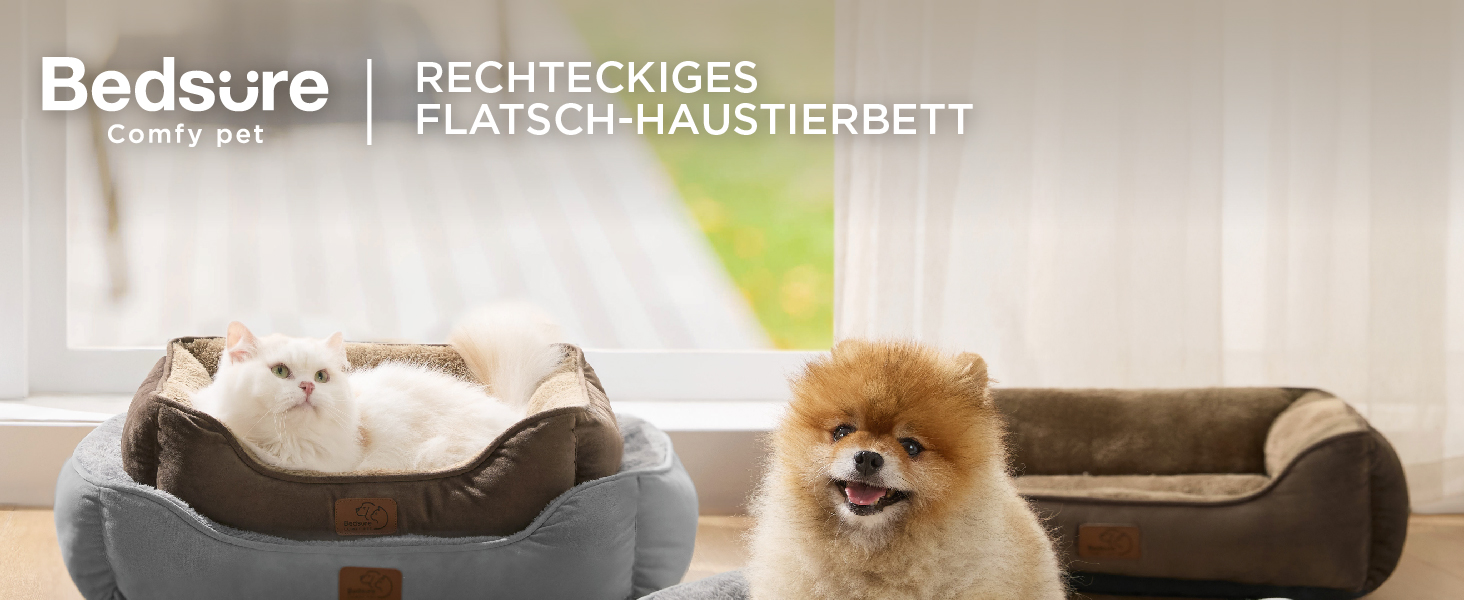 Кішечка ліжко BEDSURE велике, миється - 63.5x53см, неслизьке, для собак та кішок, квадратна корзина з м'яким бордюром, сіре, 63.5 x 53 см (Д x Ш)