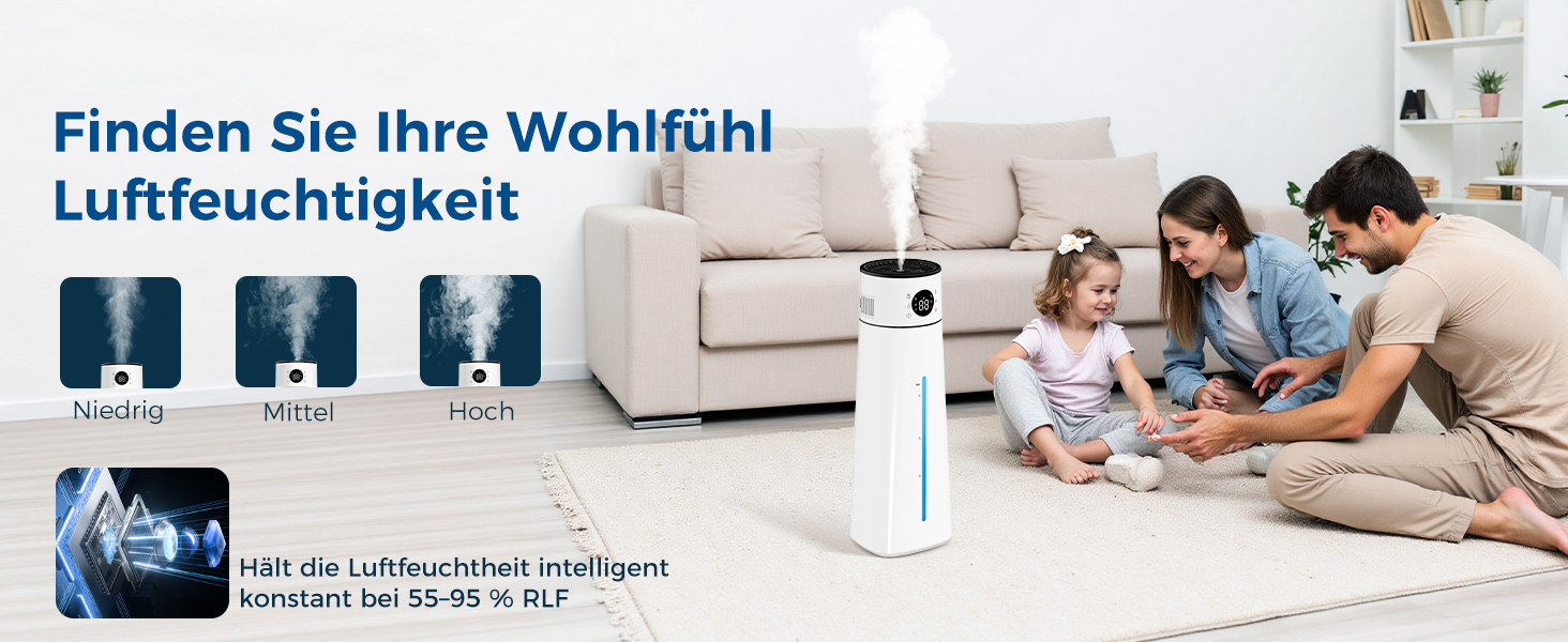 Зволожувач повітря для спальні, 4л, тихий ультразвуковий, з поворотною на 360° форсункою, пультом дистанційного керування, автоматичним вимкненням, 40 годин роботи, таймером, для дитячої кімнати, офісу, рослин