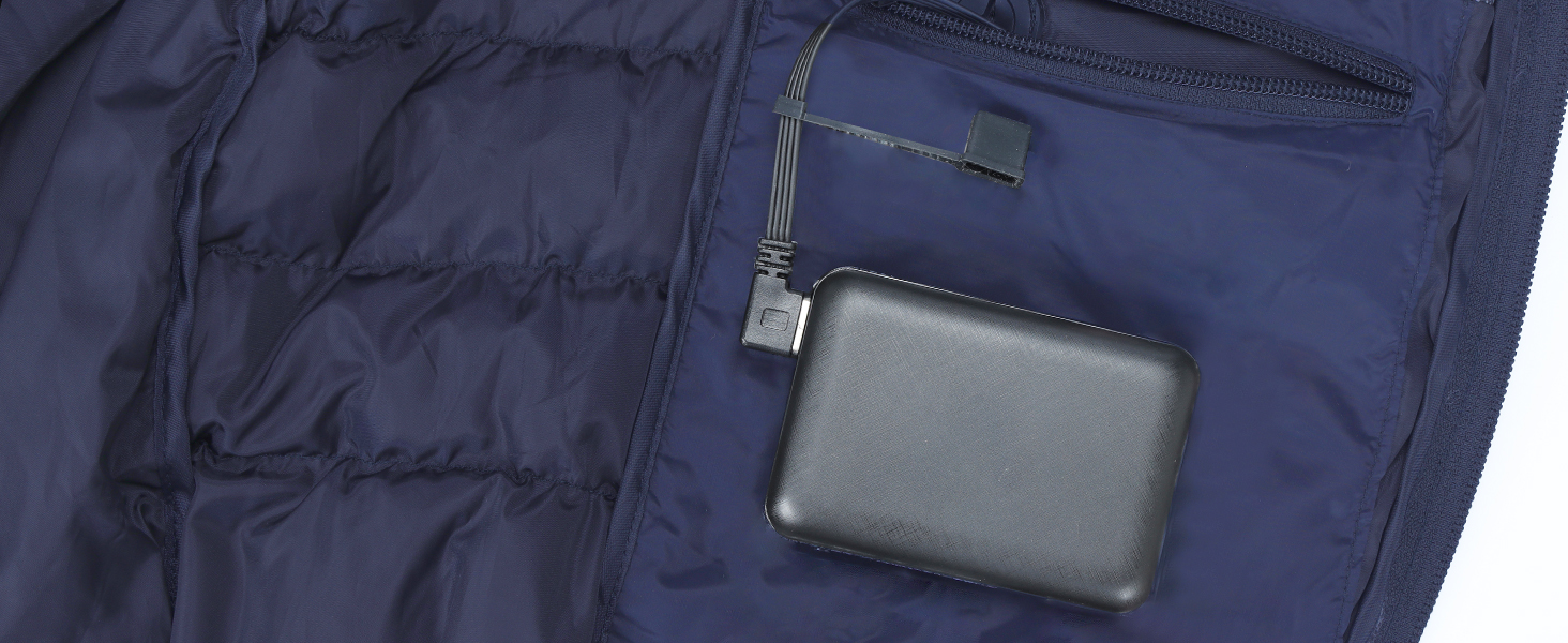 Обогревна жилетка для чоловіків: тепла зимова жилетка з акумулятором 5V 10000 mAh, 3 режими температури, придатна для прання, для активного відпочинку (XL, Синій)