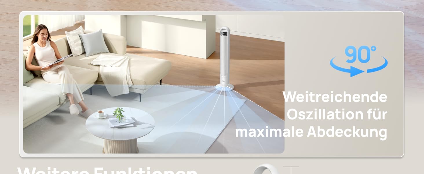 Дрео - тихий торшевий вентилятор 23dB з пультом керування, 4 швидкості, 3 режими, осциляція 90°, таймер 8H, для спальні та вітальні