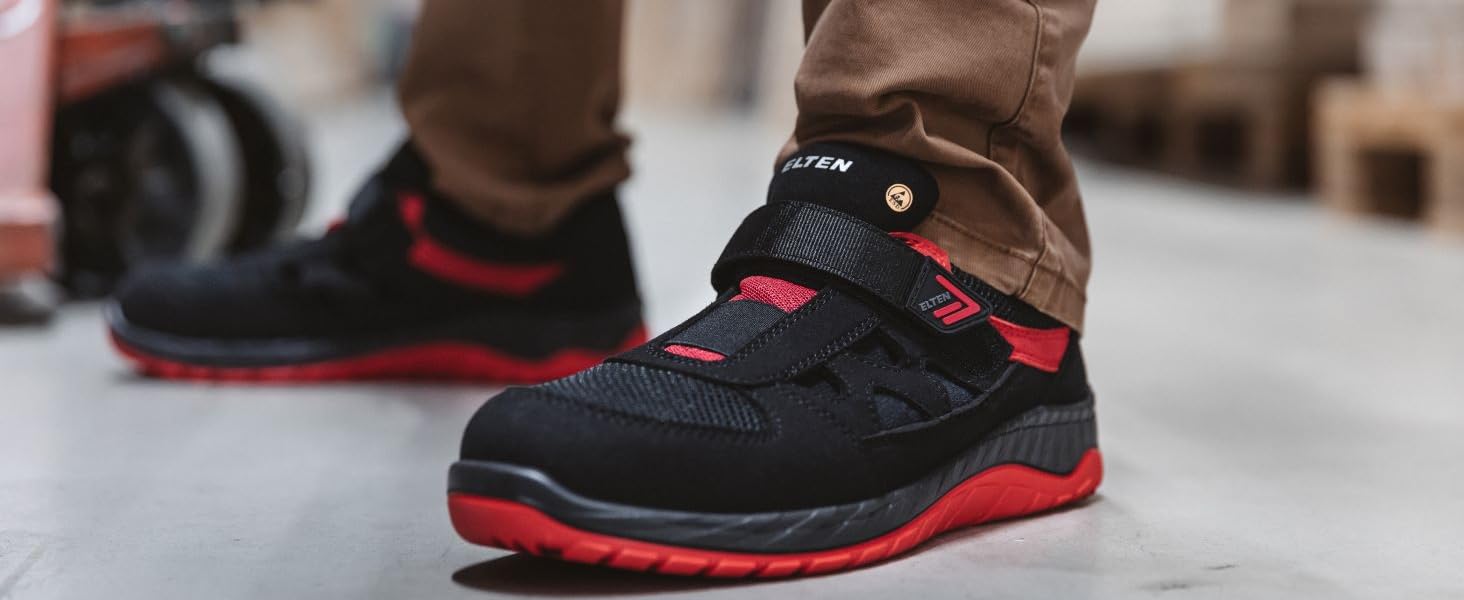 Робочі черевики ELTEN Scott XXT ESD S1PS, текстильні, чорні, для жінок та чоловіків, з пластиковою захисною капами (легші за сталеві), спортивні, 37 EU