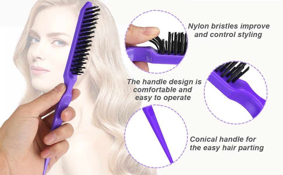 Набір для догляду за волоссям: щітка для розплутування з пульверизатором 200 мл, щітка для волосся з натуральної щетини, набір з 3 шт. для створення об'єму, двостороння щітка (фіолетовий)