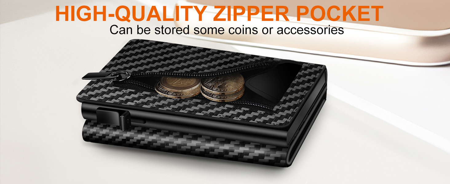 Чоловіче картхолдер/портмоне: Slim модель з відділом для монет, RFID захистом та віконцем для ID, Pop-Up, шкіряне, карбоновий дизайн (чорний)