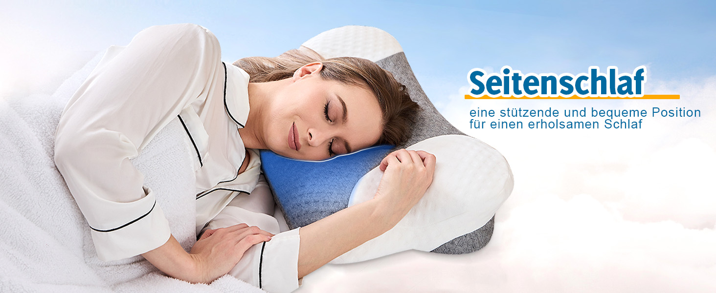 Ортопедична подушка для шиї VJASD з піною з пам'яті - ергономічна подушка для голови проти болю в шиї, регульована по висоті для тих, хто спить на боці з дихаючим чохлом для спокійного сну, білий