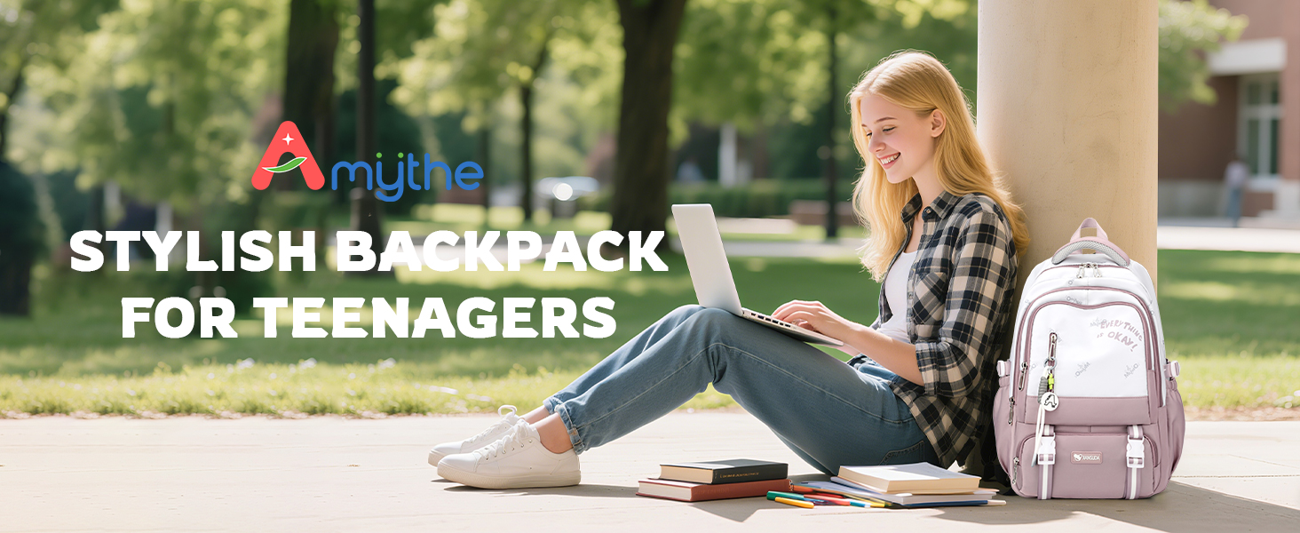 Шкільний рюкзак для підлітка, 36L, для дівчаток 3-9 клас, великий стильний рюкзак для ноутбука 16 дюймів, чорний, підходить для візка