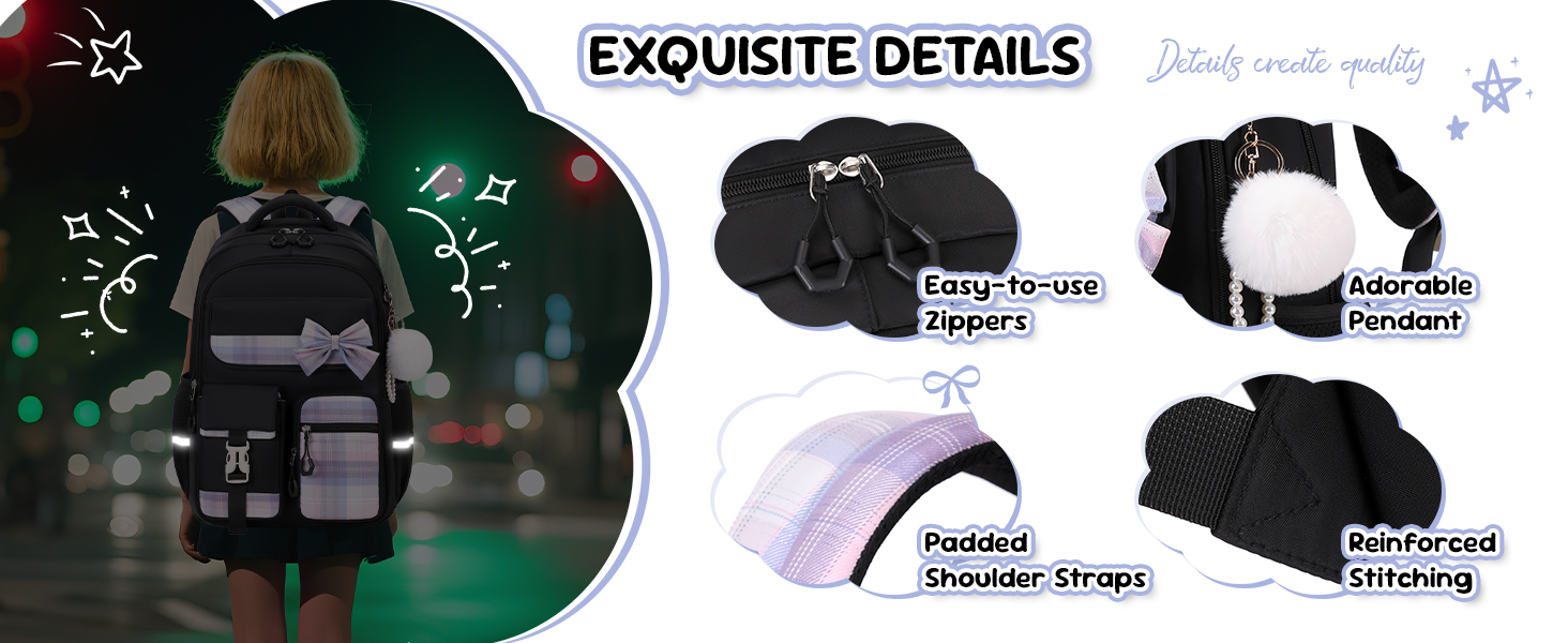 Шкільний рюкзак для дівчаток 3 в 1: рюкзак, ланчбокс, пенал. Чорний, для 3-5 класів