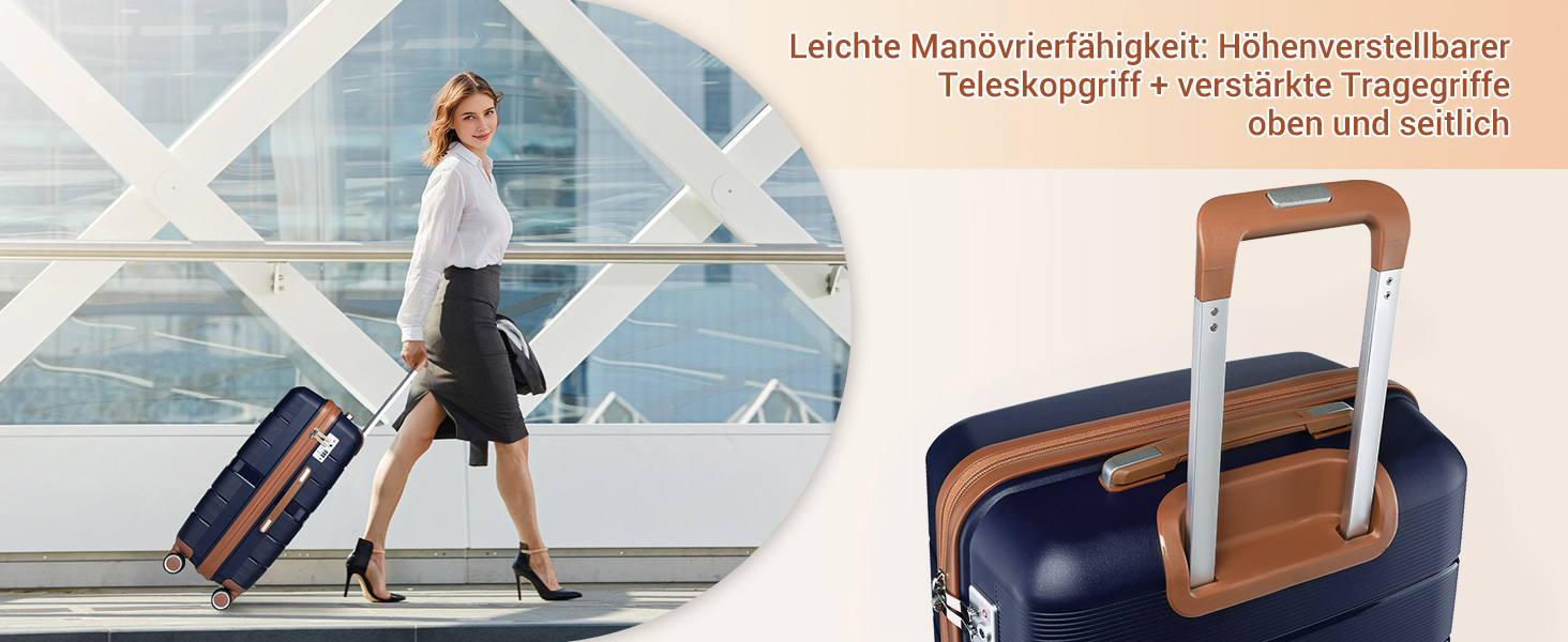 Чемодан British Traveller Mittelgroß: міцний валіза на 4 колесах з TSA-замком, 66 x 43.3 x 28.5 см, бежевий (темно-синій), 24+28 дюймів