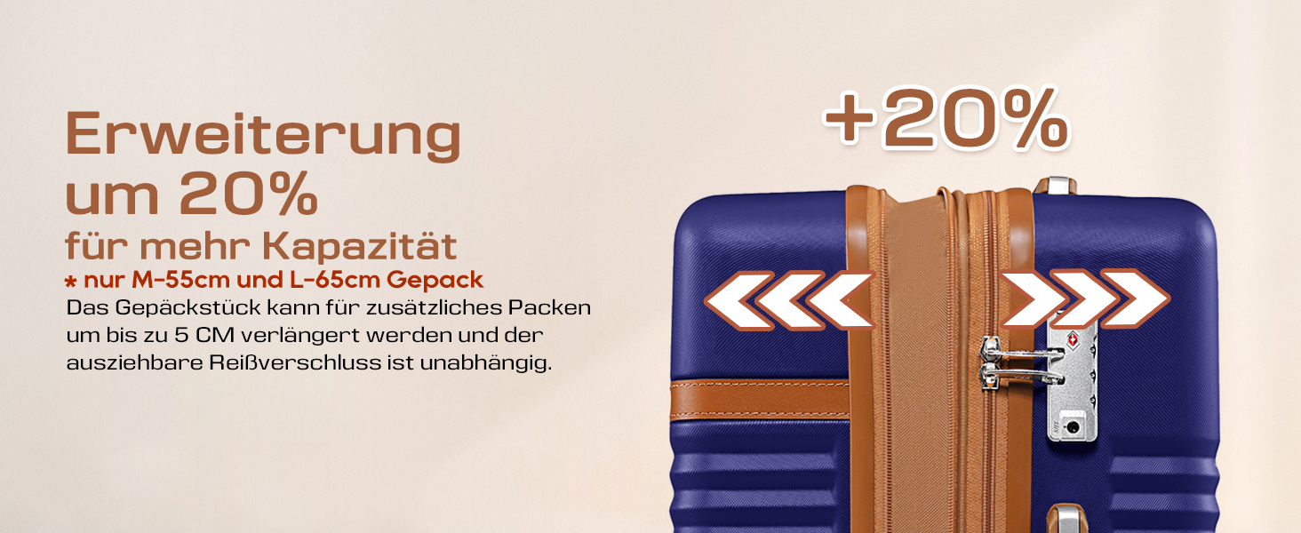 Набір валіз Joyway з ABS-пластику, 5 предметів, з розширювальною функцією, 4 колеса, TSA-замок, білий (темно-синій)