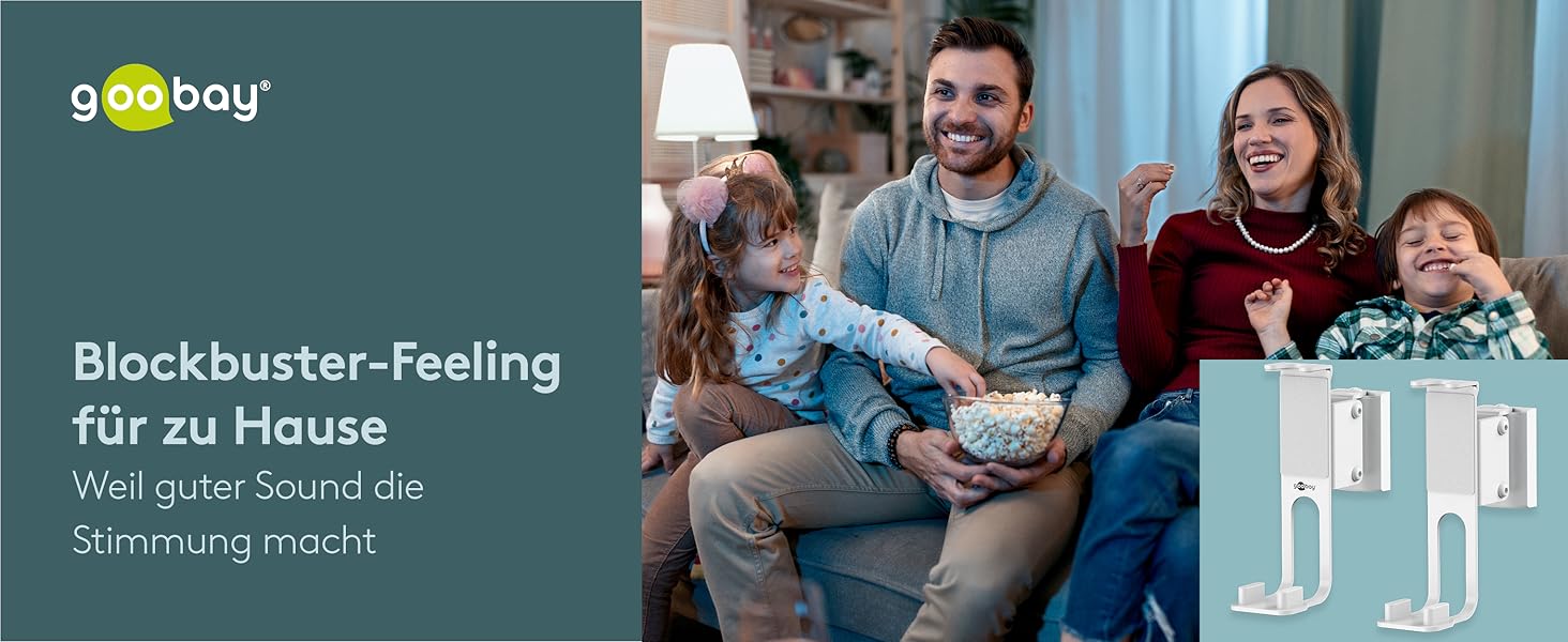 Настінний кронштейн-підставка для колонки Goobay Sonos One / One SL, білий, з кабель-менеджментом, висота 71 см, вантажопідйомність 3 кг