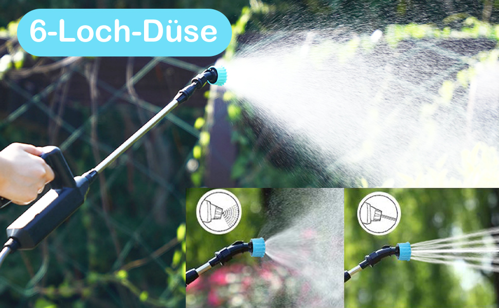 DOUBFIVSY Electric Pressure Sprayer, Plant Sprayer Garden Sprayer Spray Lance with 3 Nozzles and 5m Hose, Rechargeable USB, Spraying Device for Plant Protection for Garden Weeding (7.2V Spray Lance)