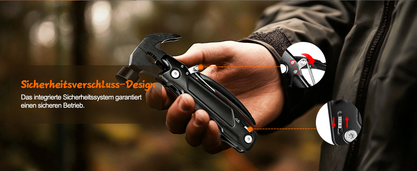 Багатофункціональний молоток-мультитул 14-в-1: плоскогубці, пилка, викрутки та інше. Компактний інструмент для кемпінгу, туризму, виживання, авто-надзвичайних ситуацій. Чудовий подарунок для чоловіків, на День батька для тата