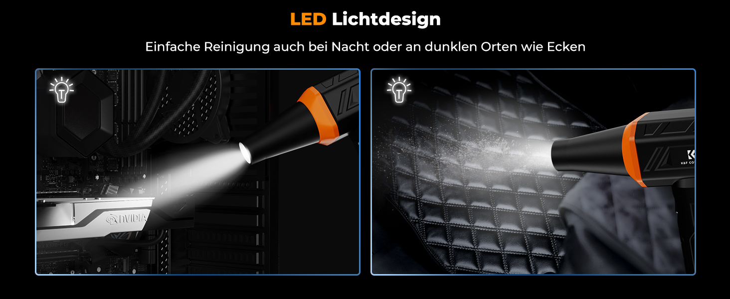 Електричний пилосос-фен K&F CONCEPT EnduroPower: 300000 об/хв, безщітковий мотор, для ПК, авто та туристичного спорядження