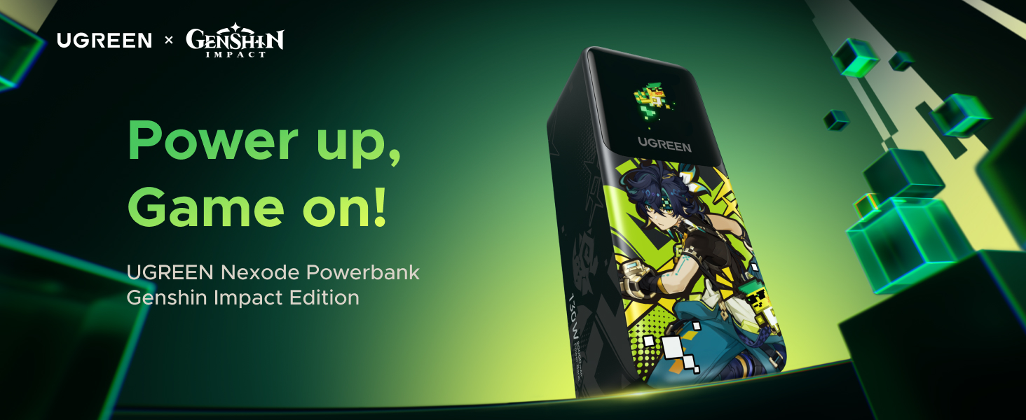 Powerbank UGREEN Nexode 20000mAh 130W з USB-C PD 3.0, цифровим дисплеєм, сумісний з iPhone, Galaxy, MacBook, Dell