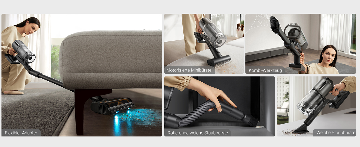 Dreame Z30 - Бездротовий пилосос з потужністю 190AW, 90 хвилин роботи, детекцією бруду, LED-дисплеєм та синім LED-підсвічуванням. Ідеально для прибирання дому, видалення шерсті тварин та килимів.