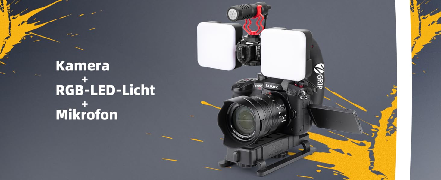 Стабілізатор Zeadio Tripel Zubehörschuh для смартфона з відео-рігом, ручка для камери, екшн-камери, DSLR та смартфонів (Професійний набір)