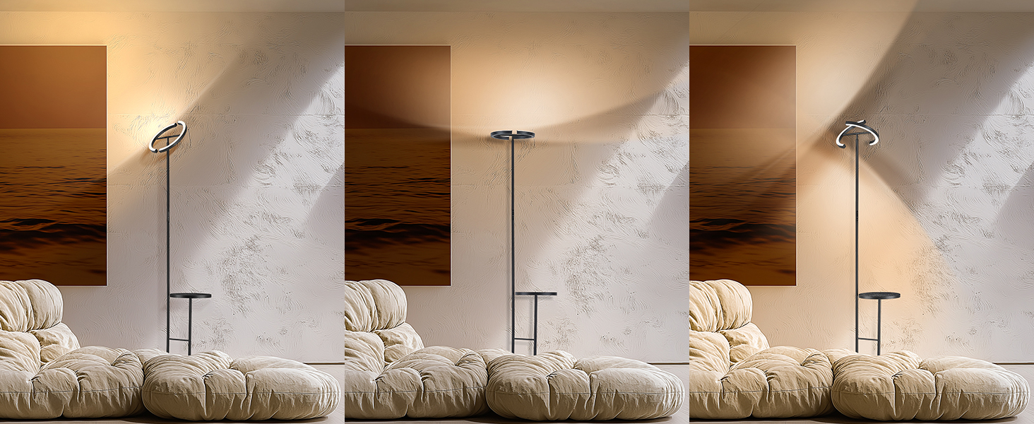 Підлогова лампа LuminexDesigns з регулюванням яскравості, 36W+7W LED, 3200LM+600LM, 2700K-6500K, чорна. Сучасна підлогова лампа для вітальні з пульт дистанційного керування