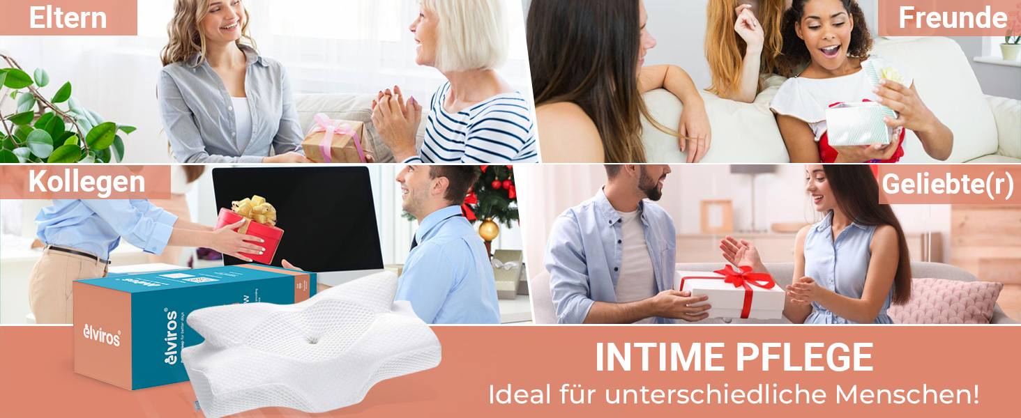 Ортопедична подушка Elviros Memory Foam, ергономічна подушка для шиї, 64x(11,5/13)x40 см (сіра)