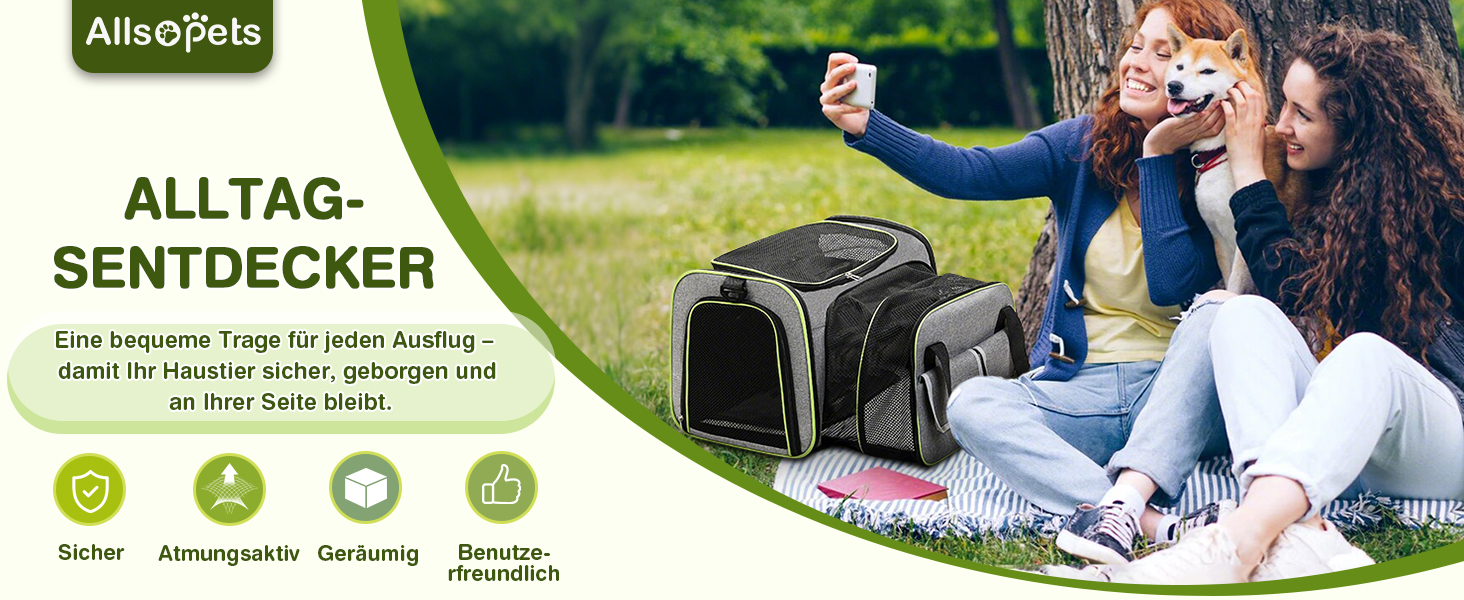 Розширювана переноска для котів та собак ALLSOPETS. Складана переноска для домашніх тварин, сумка-переноска для подорожей, походів, кемпінгу (Сірий, S)