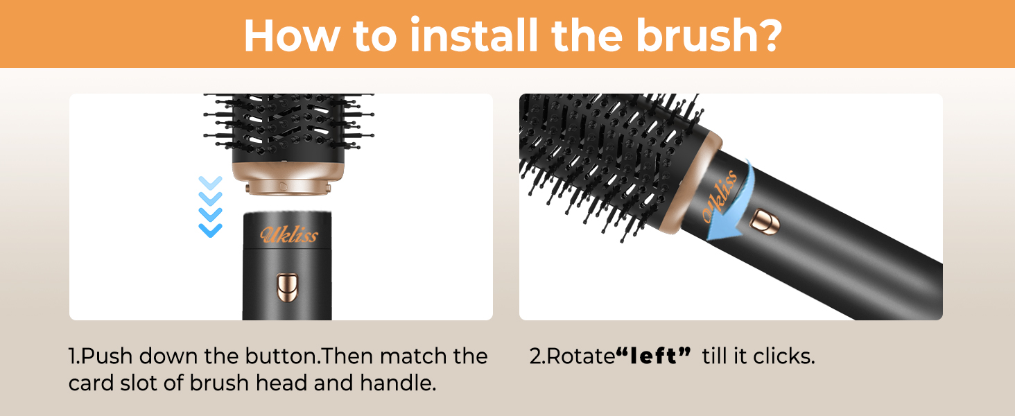 UKLISS Фен-щітка 6 в 1: Локони, об'єм, випрямлення та сушка - 1000W. Набір для створення зачісок з автоматичним завиванням, щітка-фен, круглі щітки, випрямна щітка (Чорний)