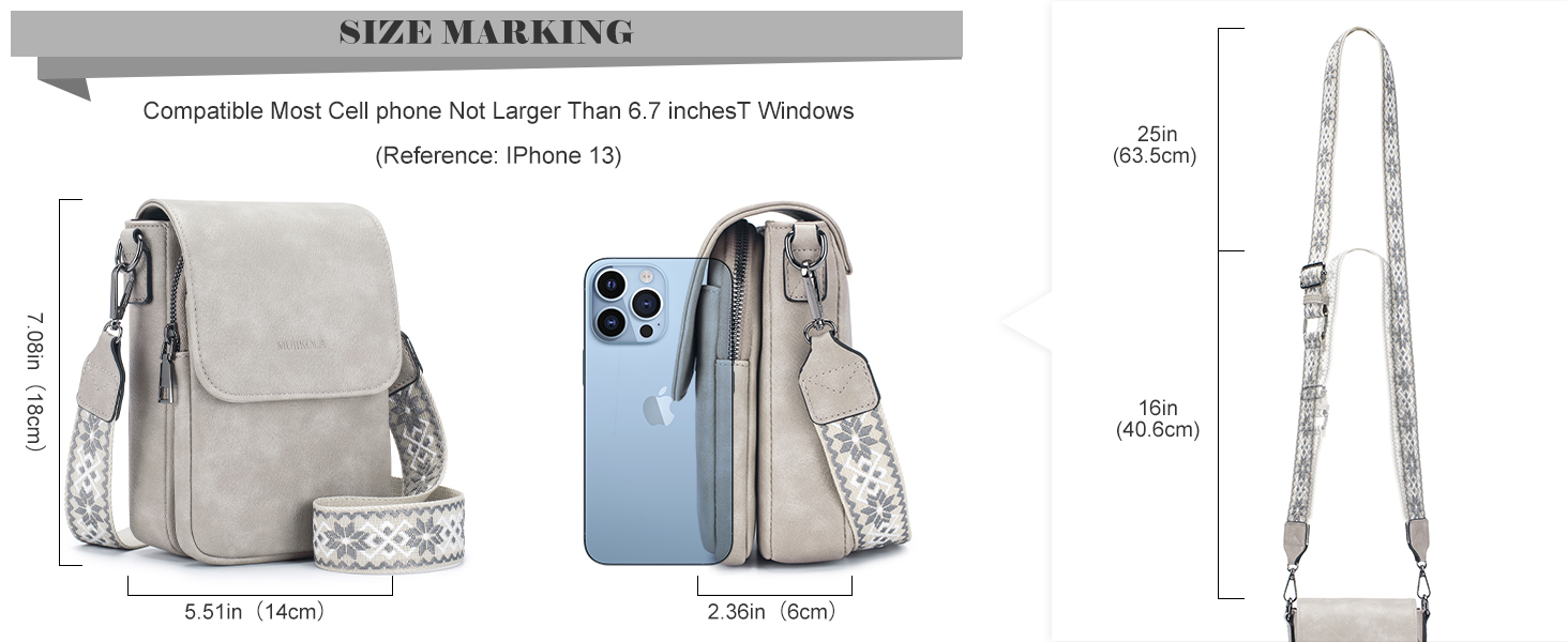 Сумка-органайзер на шию MUIIKOLA з RFID-захистом для смартфонів, веганська шкіра, сіро-бежевий колір