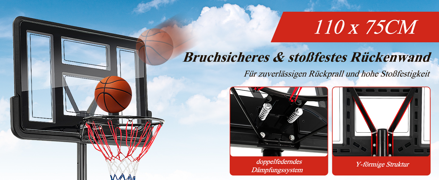 COSTWAY Adjustable Height Basketball Stand - 130-305cm Outdoor Basketball Hoop with Stand & Wheels - Mobile Basketball System with Ball Storage - Hoop System for Kids & Adults - Includes 2 Nets