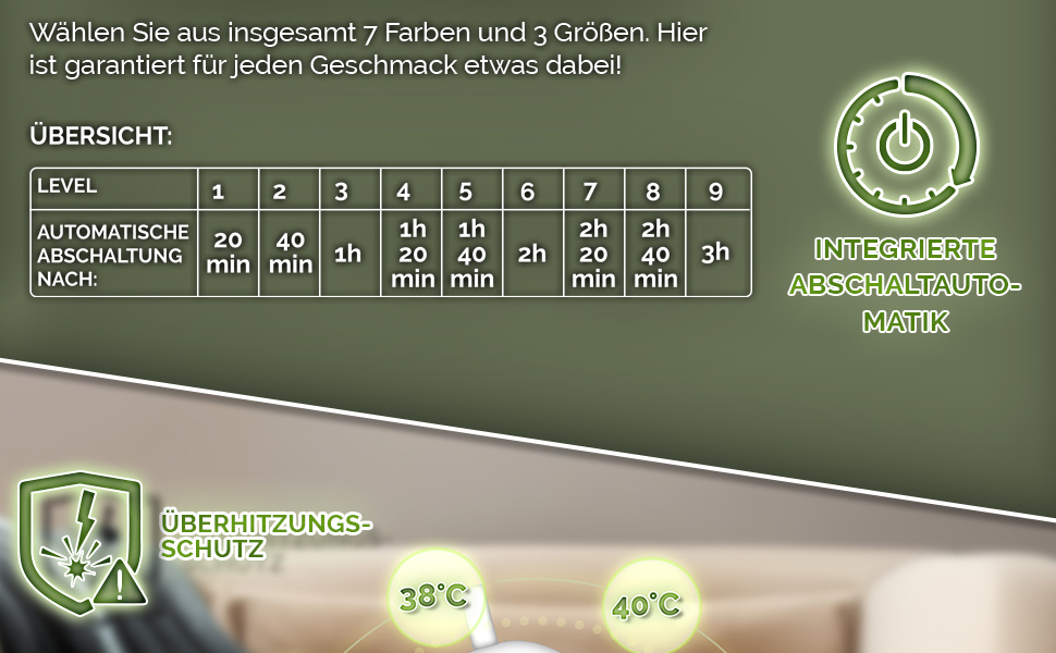 Електрична гріюча ковдра Sinnlein® з плюшу 200 x 180 см | 9 температурних режимів, таймер, автовимкнення, миється до 40°C, світло-сіра | Ковдра для сну та відпочинку