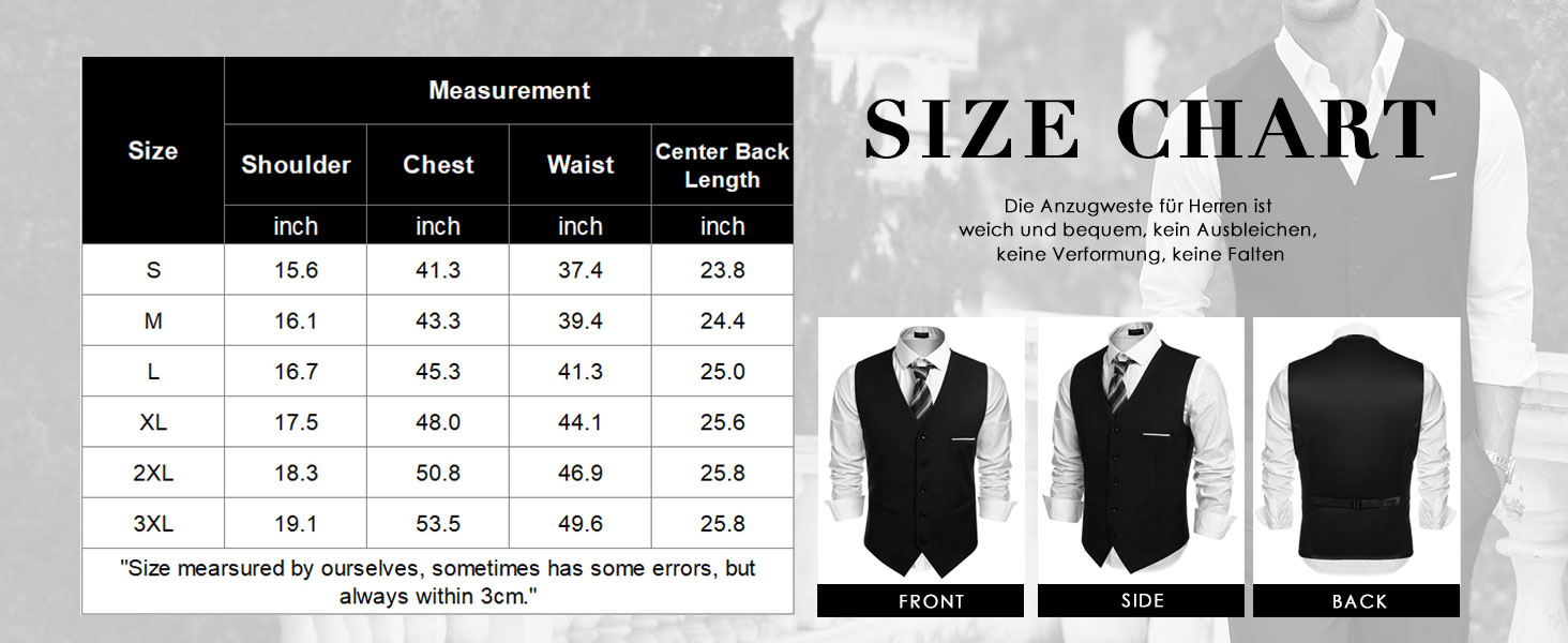 Костюмний жилет чоловічий COOFANDY, Slim fit, чорний, для вечірки та офісу