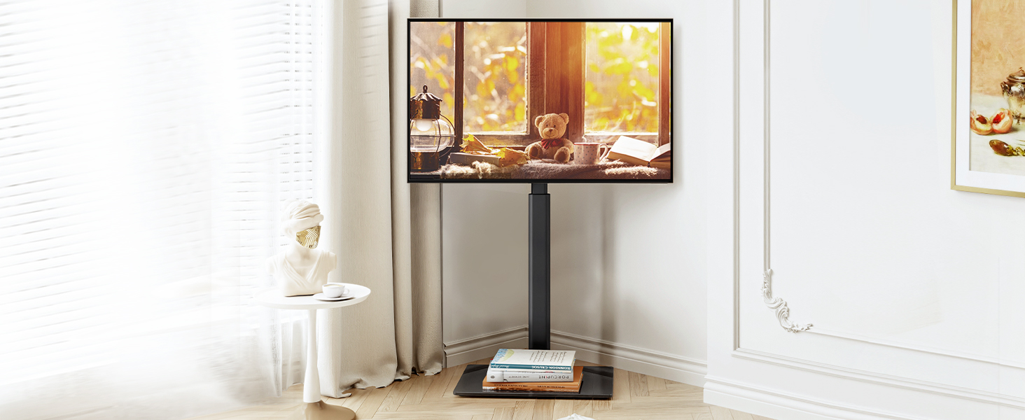 FITUEYES Adjustable Swivel TV Stand - Floor Mount for 32-60 inch Flat & Curved TVs - VESA 600x400 - Black