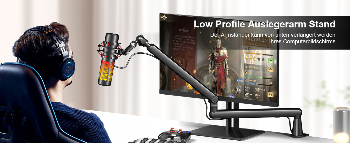 Кріплення для мікрофону Aokeo AK-55 - низькопрофільний тримач для HyperX QuadCast, Elgato Wave, Shure SM7B, Blue Yeti, Blue Snowball, студійне запису