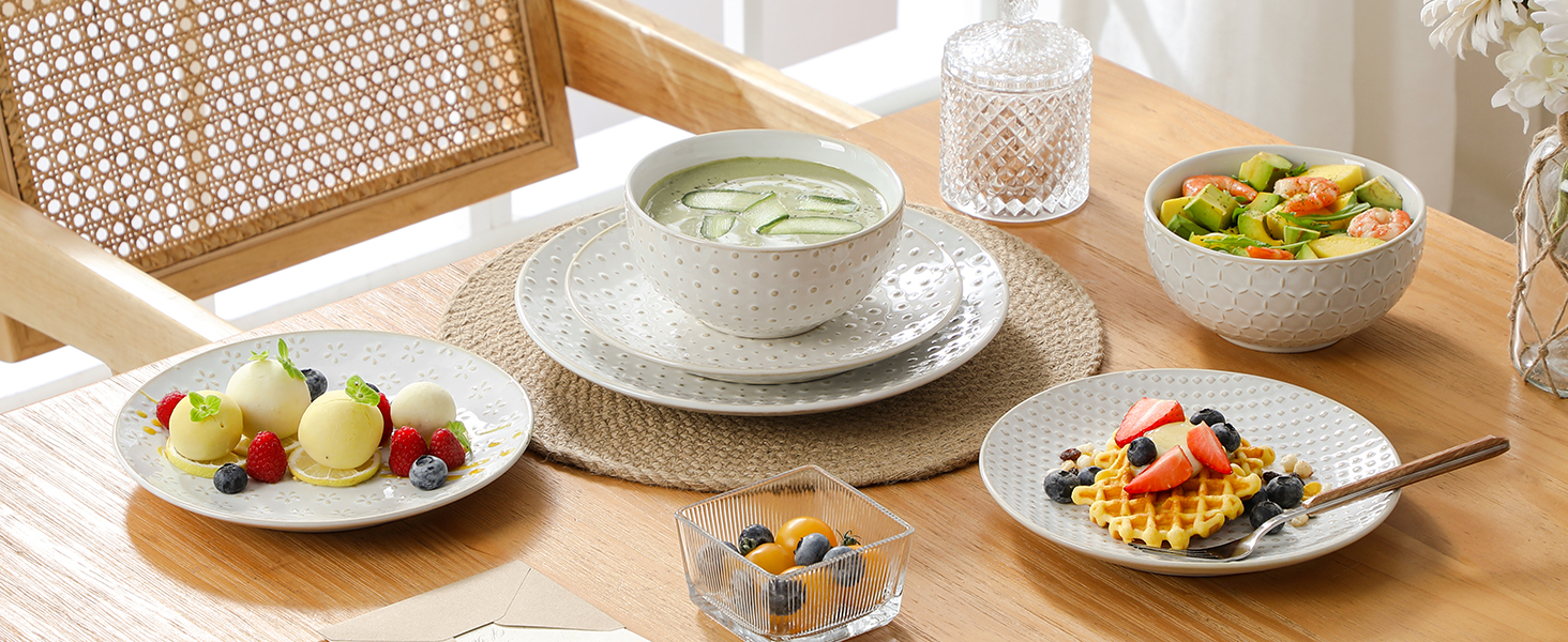 Набір кавових чашок з блюдцем MALACASA, 8 предметів, на 4 персони, керамічний сервіз, об'єм 180 мл, для кави, чаю, десертів, бежевий