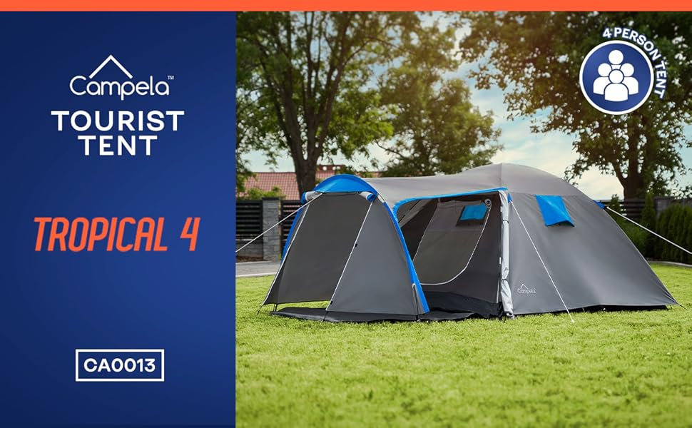 Намет Campela Tropical для 3-4 осіб, туристичний, сімейний, водонепроникний 3000 мм, герметичні шви