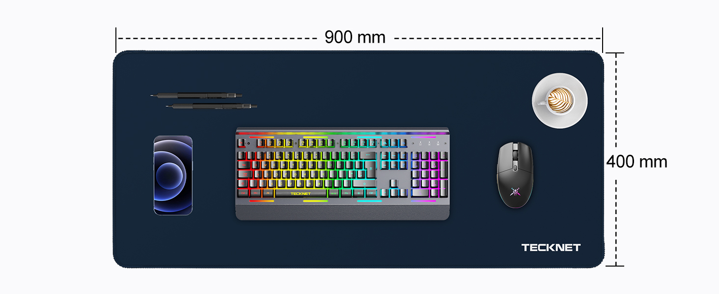 TECKNET XXL килимок для миші Speed Gaming, 900x400 мм, чорний, для геймерів, вологостійкий, покращена точність та швидкість, неслизька гумова основа, 90 x 40 см