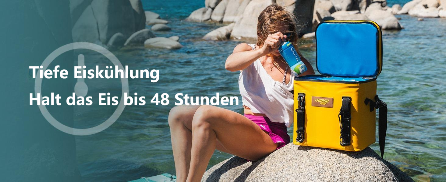 Thurso SURF Soft Cooler 24 Can — Термосумка для напоїв на 24 банки, 48 годин ізоляції, водонепроникна, для пляжу, кемпінгу, каякінгу, паделбордингу (сірий/чорний)