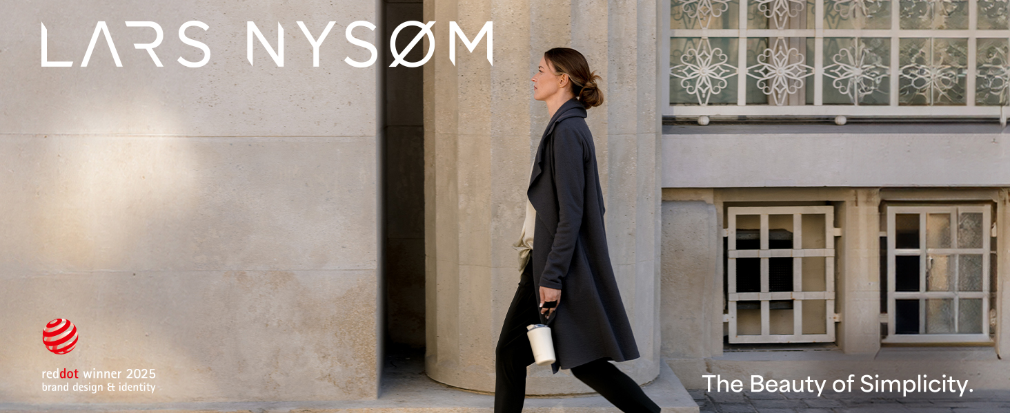 Термокружка для кави та чаю LARS NYSØM | 380 мл, з Tritan кришкою та петлею | Зі сталі, з ізоляцією, витокозахисна, Taupe Brown