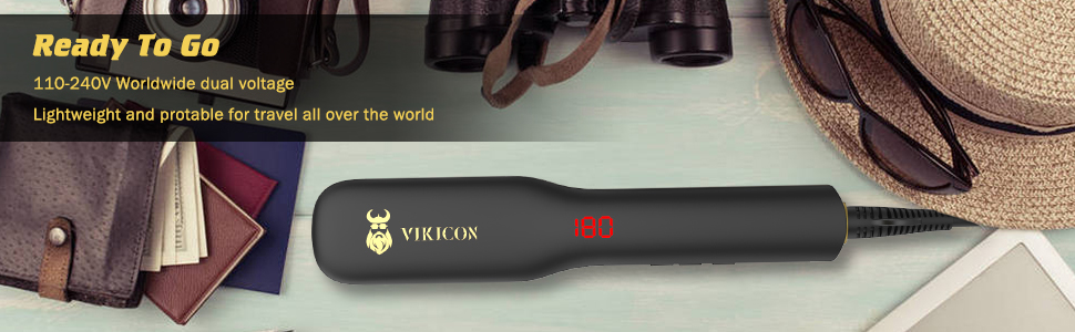 Електричний випрямляч для бороди чоловічий з LED-дисплеєм, керамічний та іонний, для подорожей та дому