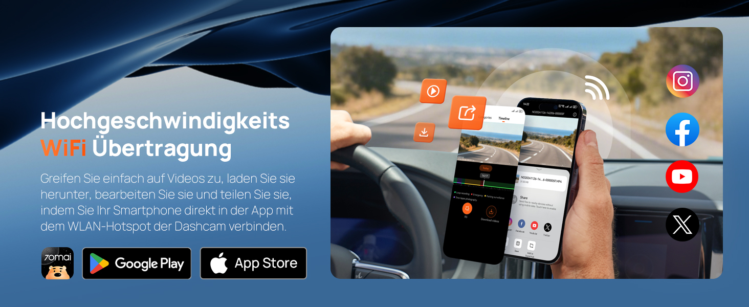 Автомобільний відеореєстратор 70mai T800E 4K 3-канальний (передній, внутрішній, задній) з HDR, ІЧ-нічним баченням, GPS, WiFi 6 та карткою пам'яті 64GB