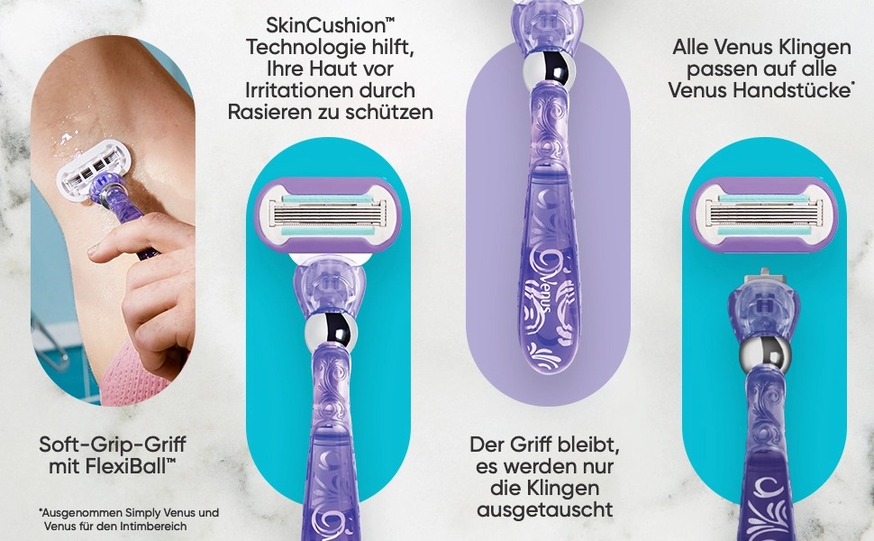 Жіноча бритва Gillette Venus Extra Smooth Swirl, фіолетова (бритва + 3 змінні касети)