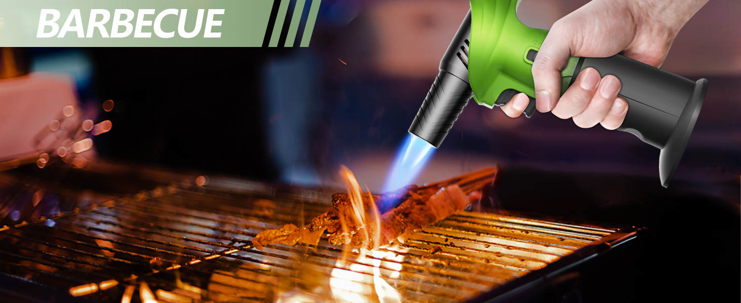 Бутанова запальничка-лампа Flambierbrenner: регульована, поворотна, для паяння, з безпечним закриттям (зелена/чорна)