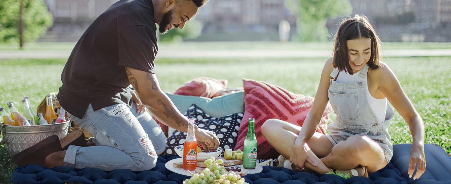 Килимок туристичний самонадувний Ciskotu 8 см з подушкою для кемпінгу, пікніків та подорожей (синьо-сірий)