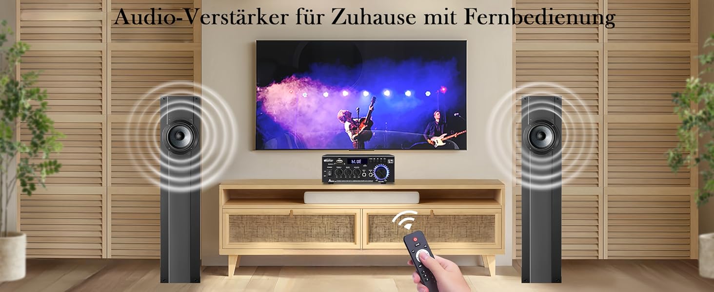 AK45 Pro HiFi підсилювач WOOPKER Mini, 500Вт, 2-канальний, Bluetooth, HiFi стерео з FM-радіо, USB, SD, RCA, MIC, аудіо ресивер для дому та авто