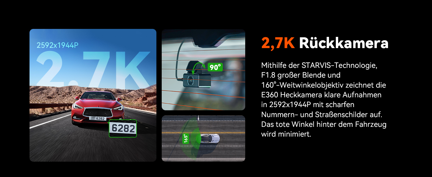 Панорамний автореєстратор VANTRUE E360 ACE 5.2K Dual STARVIS 2 HDR 360°, відеореєстратор з WiFi, GPS, сенсорним екраном 1.54″ та режимом паркування (передній та внутрішній)