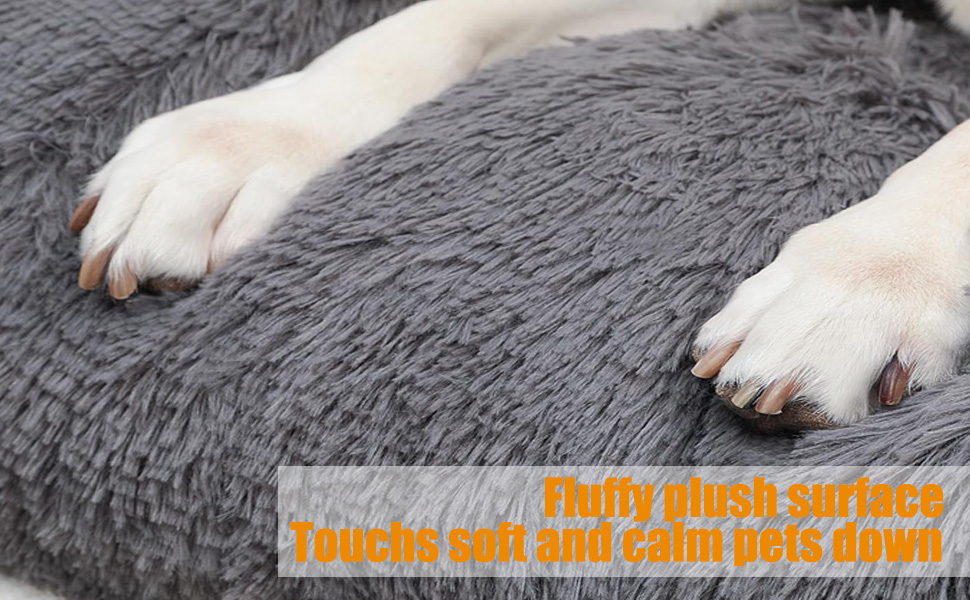Килимок для собак середніх порід, м'який, з довгим плюшем, 75 x 50 x 8 см, темно-сірий